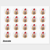 Feestelijke Chow Chow Santa Dog op Woof Art Christ Ronde Sticker (Vel)