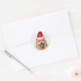 Feestelijke Chow Chow Santa Dog op Woof Art Christ Ronde Sticker
