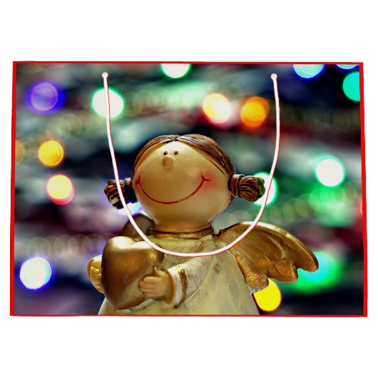 Feestelijke Christmas Angel Gift Bag Groot Cadeauzakje (Voorkant)