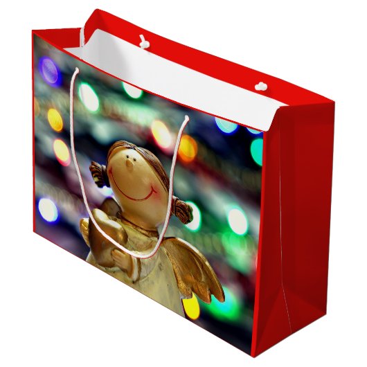 Feestelijke Christmas Angel Gift Bag Groot Cadeauzakje (Voorkant Gekanteld)