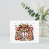 Feestelijke Christmas Candy Cane Lane Feestdagenkaart (Staand voorkant)