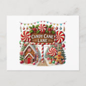 Feestelijke Christmas Candy Cane Lane Feestdagenkaart (Voorkant)