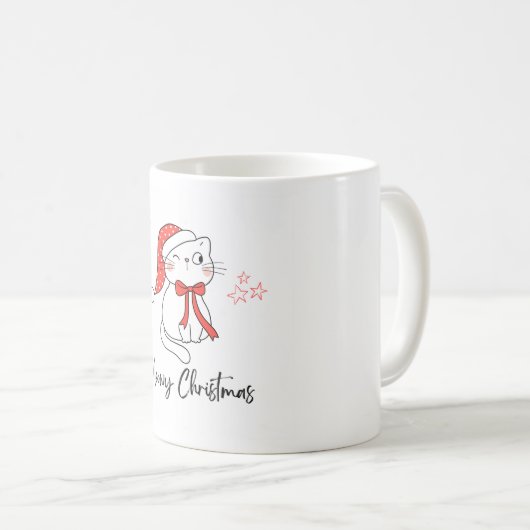 Feestelijke Christmas Coffee Mok met Schattige Cat (Voorkant rechts)