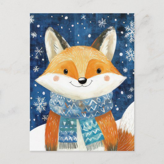 Feestelijke Christmas Fox Wenskaart Briefkaart (Voorkant)