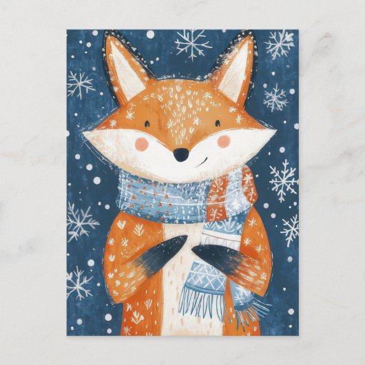 Feestelijke Christmas Fox Wenskaart Briefkaart (Voorkant)