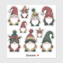Feestelijke Christmas Gnome Sticker Blad