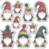 Feestelijke Christmas Gnome Sticker Blad (Voorkant)