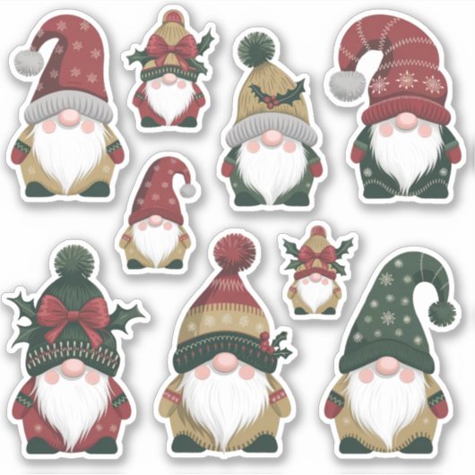 Feestelijke Christmas Gnome Sticker Blad (Voorkant)