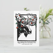 Feestelijke Christmas Moose Holiday Kaart (Staand voorkant)