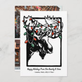 Feestelijke Christmas Moose Holiday Kaart (Voorkant / Achterkant)
