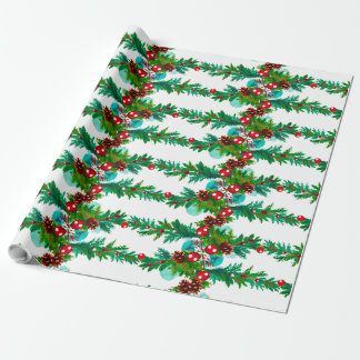 Feestelijke Christmas Pine Garland Patroon Cadeaupapier