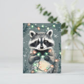 Feestelijke Christmas Racoon Wenskaart Briefkaart (Staand voorkant)