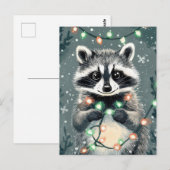 Feestelijke Christmas Racoon Wenskaart Briefkaart (Voorkant / Achterkant)
