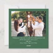 Feestelijke Christmas Sage Green Bow Ribbon 2 Foto Feestdagenkaart (Achterkant)