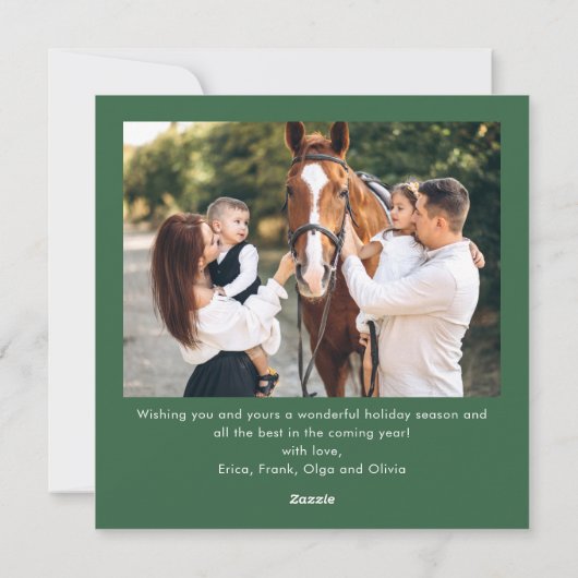 Feestelijke Christmas Sage Green Bow Ribbon 2 Foto Feestdagenkaart (Achterkant)