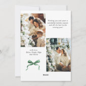 Feestelijke Christmas Sage Green Bow Ribbon 3 Foto Feestdagenkaart (Achterkant)