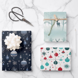 Feestelijke Christmas Wrapping Flat Sheet - Set va Inpakpapier Vel