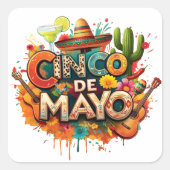 Feestelijke Cinco de Mayo Vierkante Sticker (Voorkant)