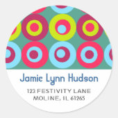 Feestelijke Cirkels Adresetiketten Ronde Sticker (Voorkant)