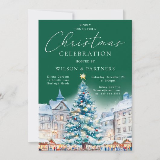 Feestelijke City Corporate Christmas Party Kaart (Voorkant)