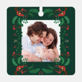 Feestelijke Classic Christmas Floral Lijst Metal O Metalen Ornament