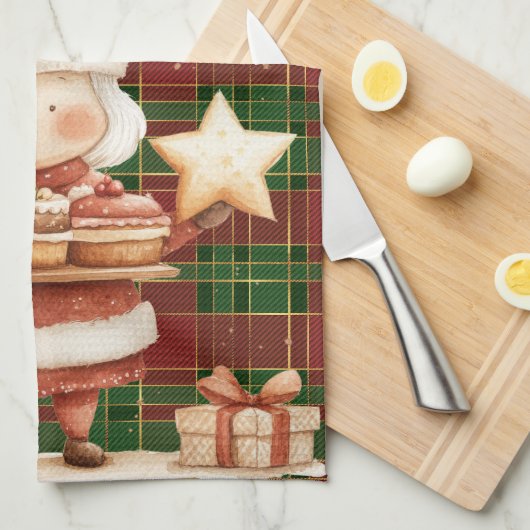 Feestelijke Classic Rood Groen Goud Tartan Mrs Cla Theedoek (Quarter Fold)