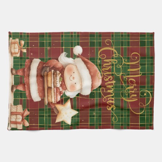 Feestelijke Classic Rood Groen Goud Tartan Mrs Cla Theedoek (Horizontaal)