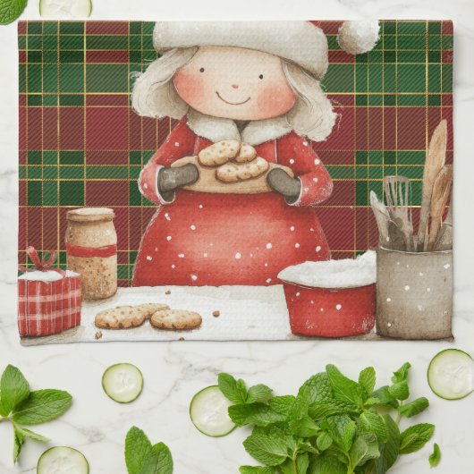 Feestelijke Classic Rood Groen Goud Tartan Mrs Cla Theedoek (Gevouwen)