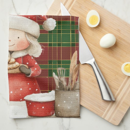 Feestelijke Classic Rood Groen Goud Tartan Mrs Cla Theedoek (Quarter Fold)