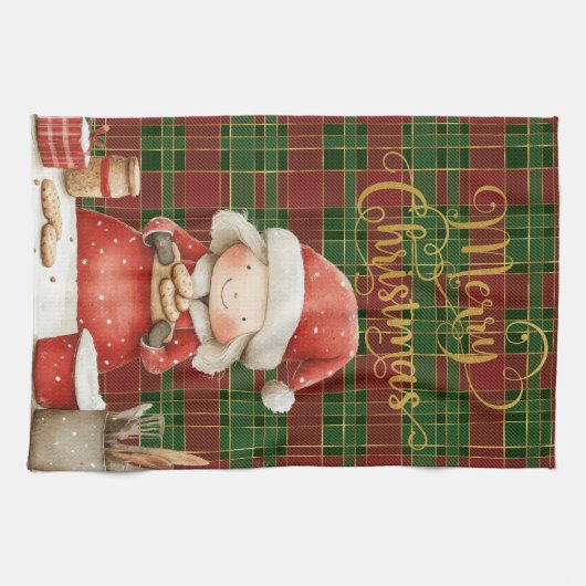 Feestelijke Classic Rood Groen Goud Tartan Mrs Cla Theedoek (Horizontaal)