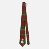 Feestelijke Classic Rood Groen Goud Tartan Snowman Stropdas (Voorkant)