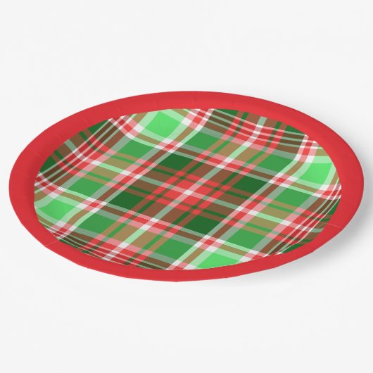 Feestelijke Classic Rood Groen Wit Kerstspel Papieren Bordje (Gekanteld)