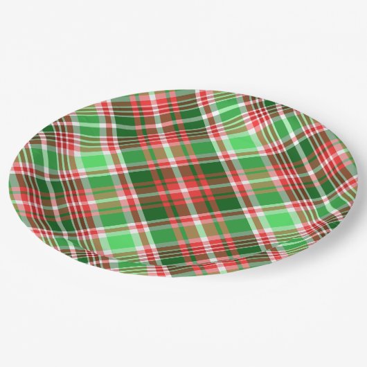 Feestelijke Classic Rood Groen Wit Kerstspel Papieren Bordje (Gekanteld)