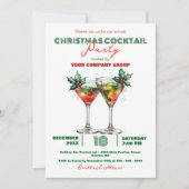 Feestelijke Clinking Cocktail Glasses Kerstfeest Kaart (Voorkant)