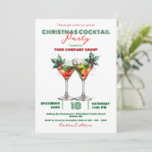 Feestelijke Clinking Cocktail Glasses Kerstfeest Kaart (Staand voorkant)