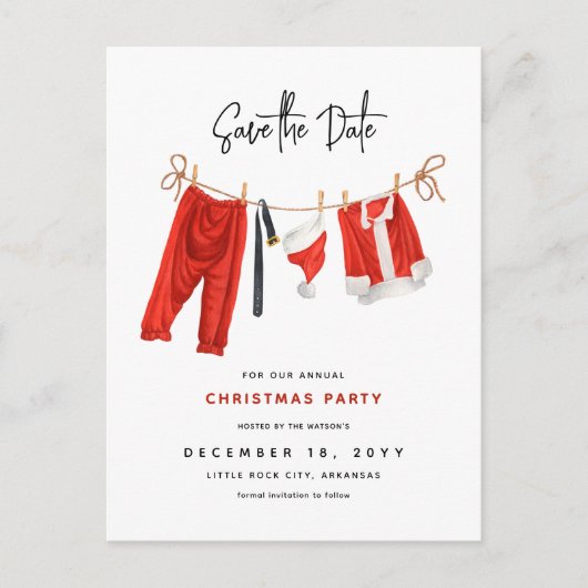 Feestelijke Clothesline Christmas Party Save the D Feestdagenkaart (Voorkant)