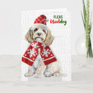 Feestelijke Cockapoo Hond Grappige Vlooien Navidog Feestdagen Kaart