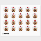 Feestelijke Cocker Spaniel Hond op Woof Art Christ Ronde Sticker (Vel)