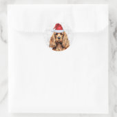 Feestelijke Cocker Spaniel Hond op Woof Art Christ Ronde Sticker (Tas)