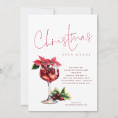 Feestelijke Cocktail Christmas Open House Uitnodig Kaart (Voorkant)