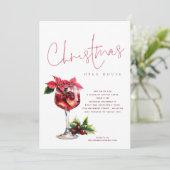 Feestelijke Cocktail Christmas Open House Uitnodig Kaart (Staand voorkant)