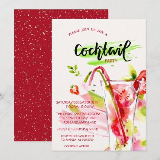 Feestelijke Cocktail Confetti Company Kerstmis I Kaart (Voorkant / Achterkant)