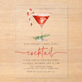 Feestelijke Cocktail Snoep Kandelaar Kerstfeest Bo Acryl Uitnodigingen (Voorkant)