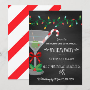 Feestelijke cocktail thema Kerst Krijtbord Feest Kaart