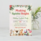 Feestelijke Cocktail Waterverf Kerstfeest Kaart (Staand voorkant)