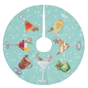 Feestelijke Cocktails Drinken Kerst Waterverf Kerstboom Rok