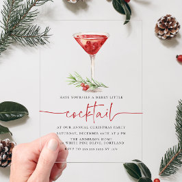 Feestelijke Cocktails en Martini Kerstfeestje Acryl Uitnodigingen