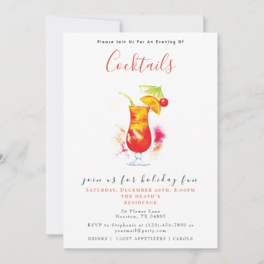 Feestelijke cocktails kerstfeest kaart (Voorkant)