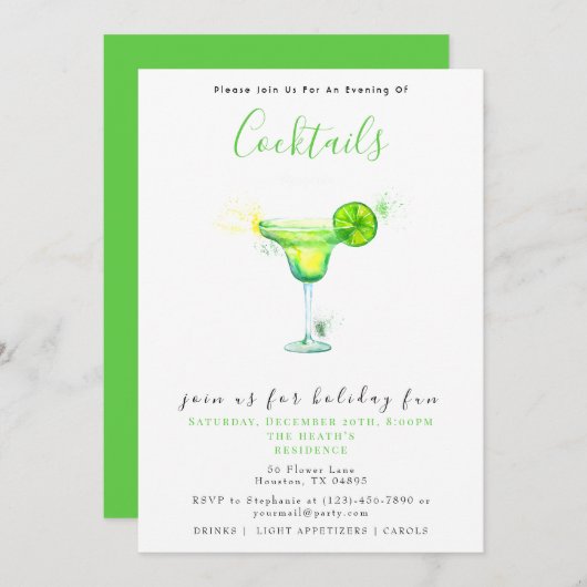 Feestelijke cocktails kerstfeest kaart (Voorkant / Achterkant)
