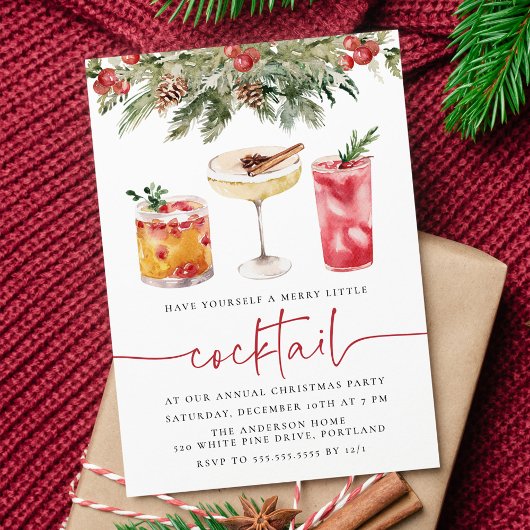 Feestelijke Cocktails Kerstfeest Kaart